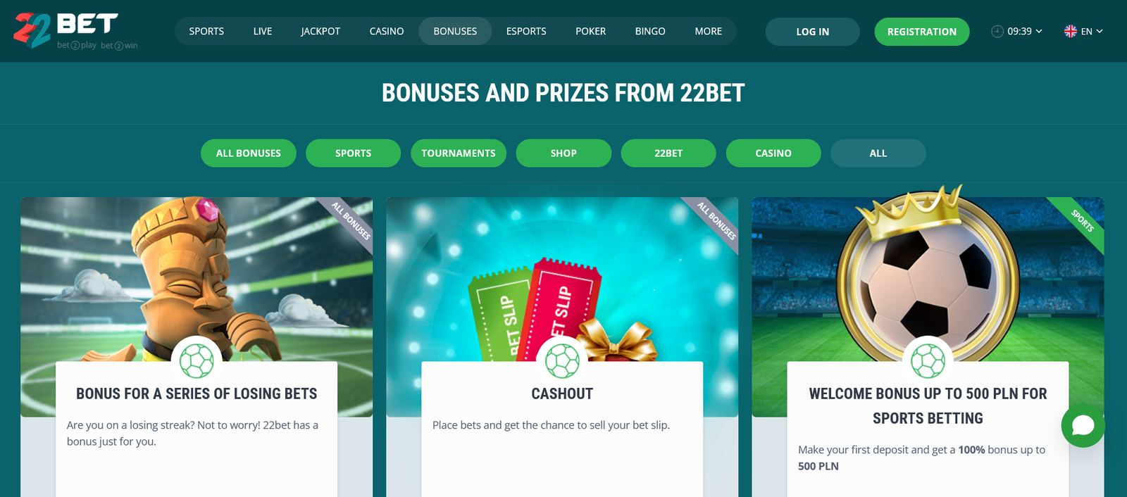 22Bet bonus a promo ponuka