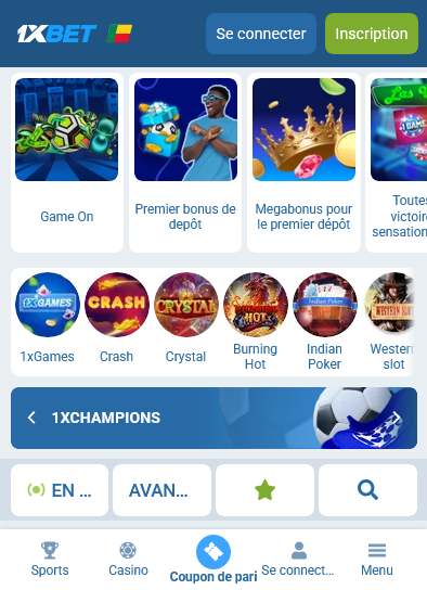 Application mobile 1xBet Afrique