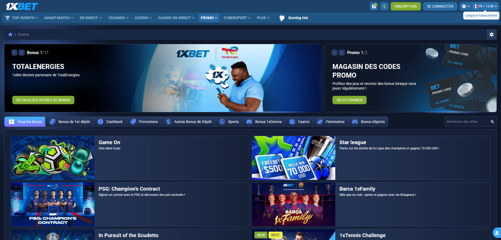 Capture d’écran bonus 1xBet Afrique