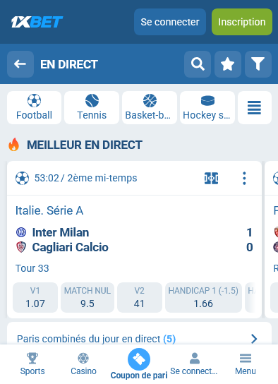 Application mobile 1xBet Togo