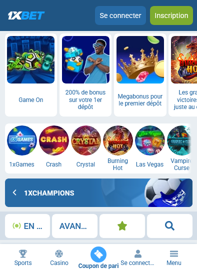 Application mobile 1xBet Guinée